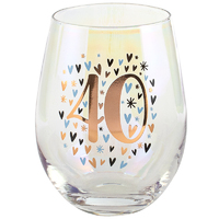 40th Rainbow Pastel Stemless Wine Glass