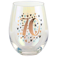 70th Rainbow Pastel Stemless Wine Glass