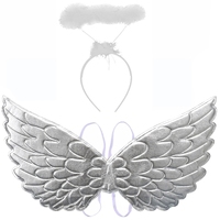 Silver/White Angel Wings & Halo Headband