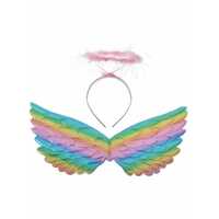 Small Pastel Rainbow Wings With Pink Halo Headband