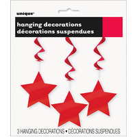 Red Star Hanging Swirls - Pk 3