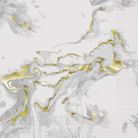 Gold/White Marble Paper Napkins - Pk 20