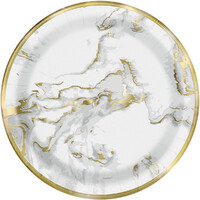 Gold Marble Foil Dinner Plates - Pk 10
