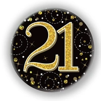 BADGE 75MM FIZZ #21 BLK/GOLDP1