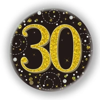Black/Gold Sparkling Fizz #30 Birthday Badge
