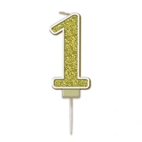 Number 1 Gold Sparkle Fizz Candle