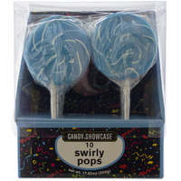 Flat Blue Swirl Lollipop (500g) - Pk 10