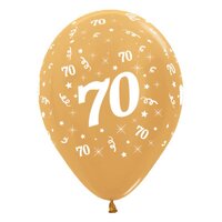 Sempertex 30cm Age 70 Metallic Gold Latex Balloons, 6PK
