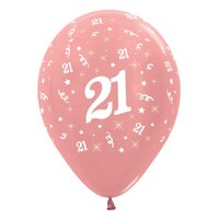 Sempertex 30cm Age 21 Metallic Rose Gold Latex Balloons, 6PK