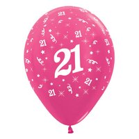 Sempertex 30cm Age 21 Metallic Fuchsia Latex Balloons, 6PK*