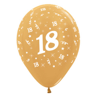 Sempertex 30cm Age 18 Metallic Gold Latex Balloons, 6PK