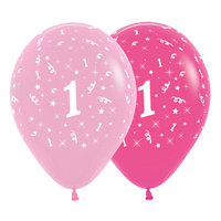 Sempertex 30cm Age 1 Fashion Pink Assorted Latex Balloons, 6PK*
