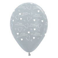 Sempertex 30cm Anniversary Satin Pearl Silver Latex Balloons, 6PK*