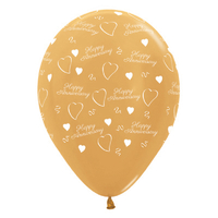 Sempertex 30cm Anniversary Metallic Gold Latex Balloons, 6PK*