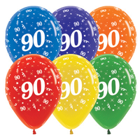 90th Birthday Assorted Crystal Sempertex Balloons (30cm) - Pk 25