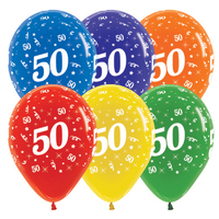 50th Birthday Assorted Crystal Sempertex Balloons (30cm) - Pk 25