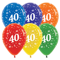 40th Birthday Assorted Crystal Sempertex Balloons (30cm) - Pk 25