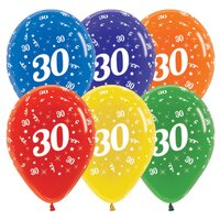 30th Birthday Assorted Crystal Sempertex Balloons (30cm) - Pk 25
