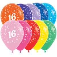 16th Birthday Assorted Fashion Sempertex Balloons (30cm) - Pk 25