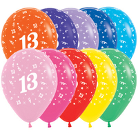 13th Birthday Assorted Fashion Sempertex Balloons (30cm) - Pk 25