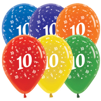 10th Birthday Assorted Crystal Sempertex Balloons (30cm) - Pk 25