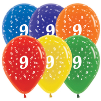 9th Birthday Assorted Crystal Sempertex Balloons (30cm) - Pk 25