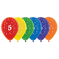 5th Birthday Assorted Crystal Sempertex Balloons (30cm) - Pk 25