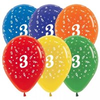3rd Birthday Assorted Crystal Sempertex Balloons (30cm) - Pk 25