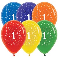 1st Birthday Assorted Crystal Sempertex Balloons (30cm) - Pk 25