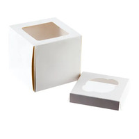 Mondo White Cupcake Box - 1 Cup (4in x 4in x 4in)