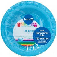 Reusable Azure Blue Plastic Bowls (180 mm) - Pk 20