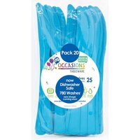 Reusable Azure Blue Plastic Knives - Pk 20