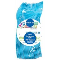 Azure Reusable Plastic Spoons – Pack 20