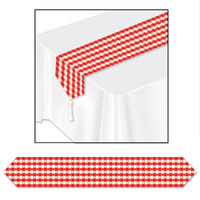 Printed Gingham Plastic Table Runner (1.83m)**