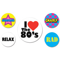 80's Party Buttons - Pk 5