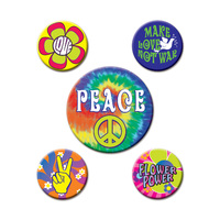 60's Party Buttons - Pk 5