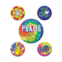 60's Party Buttons - Pk 5