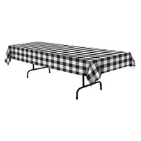 Black & White Plaid Rectangle Plastic Tablecover*