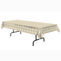 Light Yellow Plaid Rectangle Plastic Tablecover