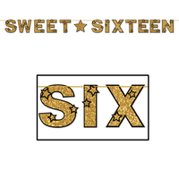 Sweet Sixteen Glittered Streamer (3.1m)