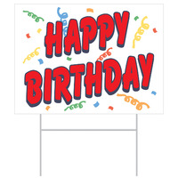 Plastic Happy Birthday Yard Sign (30x41cm)*