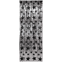 Metallic Silver & Black Star Foil Curtain (91x244cm)
