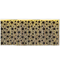 Gold & Black Stars Metallic Table Skirting (76x430cm)**