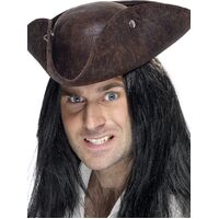 Pirate Leather Look Tricorn Hat