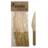 Gold Handle Wooden Knife - Pk 10