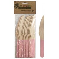 Light Pink Handle Wooden Knife - Pk 10