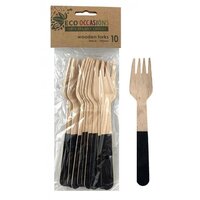 Black Handle Wooden Forks - Pk 10