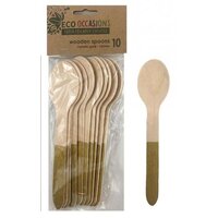 Gold Handle Wooden Spoons - Pk 10