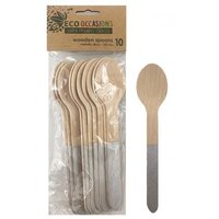Silver Handle Wooden Spoons - Pk 10