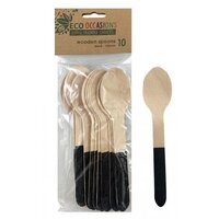 Black Handle Wooden Spoons - Pk 10